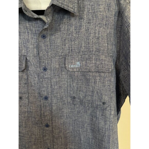 Izod Saltwater Shirt Blue Casual Short Sleeves Vented Button Up Mens Large L - Picture 4 of 12
